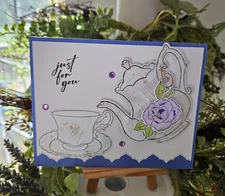 STAMPIN UP CARD KIT -TEAPOT WITH TEA CUP JUST FOR YOU KIT MAKES 4 - 26.7