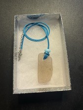 Frosty Real Sea Glass Pendant Necklace With Glass Bead Great For Beach Vibes