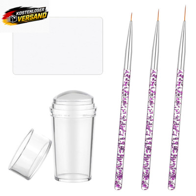 Nagelstempel Set mit French Maniküre Pinsel Nail Art Werkzeug für Profi DIY