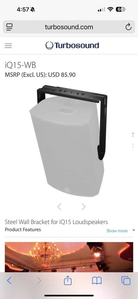 Soporte de pared de acero turbosound iQ-15WB Foto 4 de 4