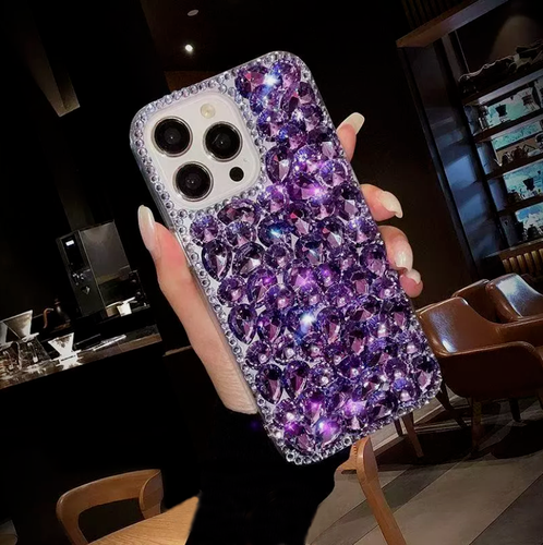 Luxury Women Glitter 3D Bling Sparkle Rhinestone Wrist Strap Back TPU Phone Case - 第 9/20 張圖片