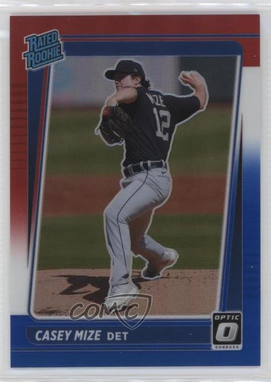 2021 Donruss Optic Rated Red White & Blue Prizm 142/199 Casey Mize Rookie RC 0hr