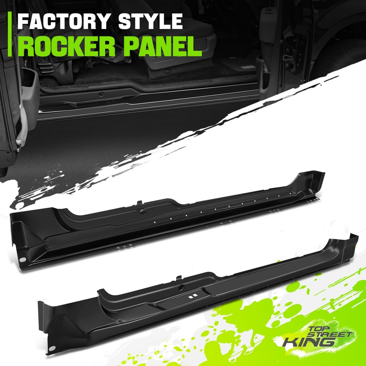 Weld On Black Rocker Panels Replacement for Ford F 150 Extended