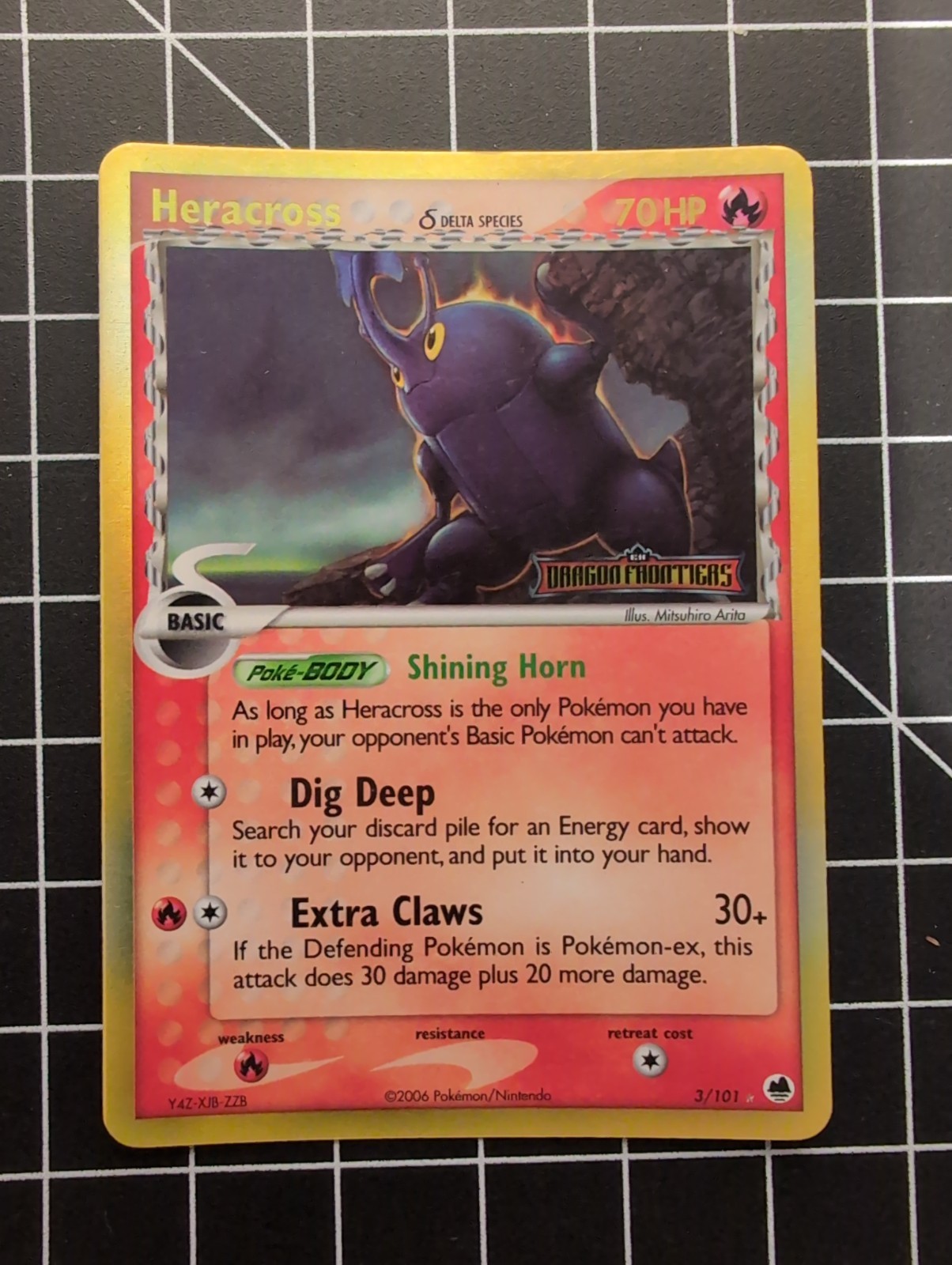 Pokemon TCG Heracross Reverse Holo Rare Stamped Dragon Frontiers 3/101 - LP