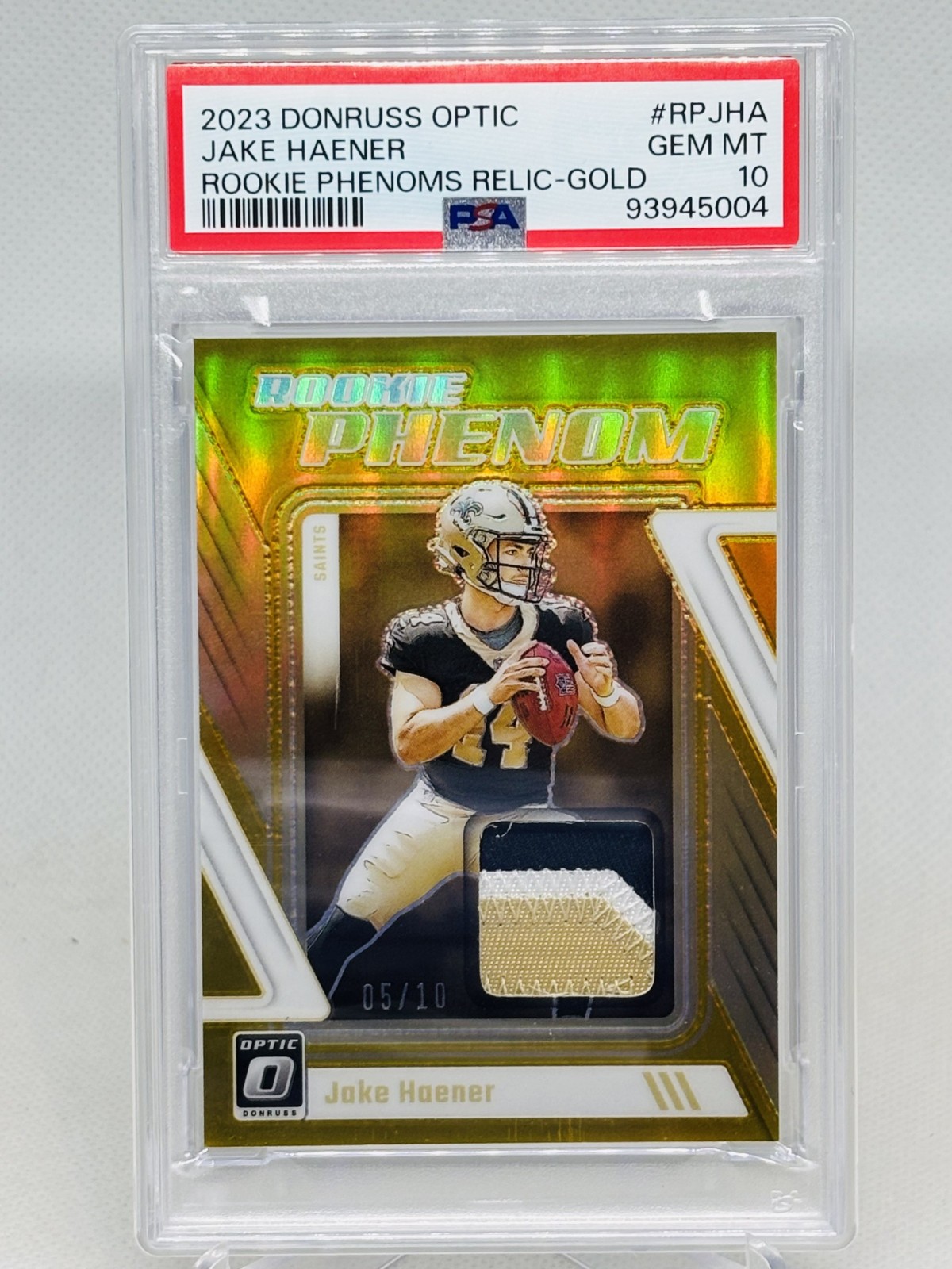 Jake Haener Panini Donruss Optic Rookie Phenoms Relics #RPJHA Gold
