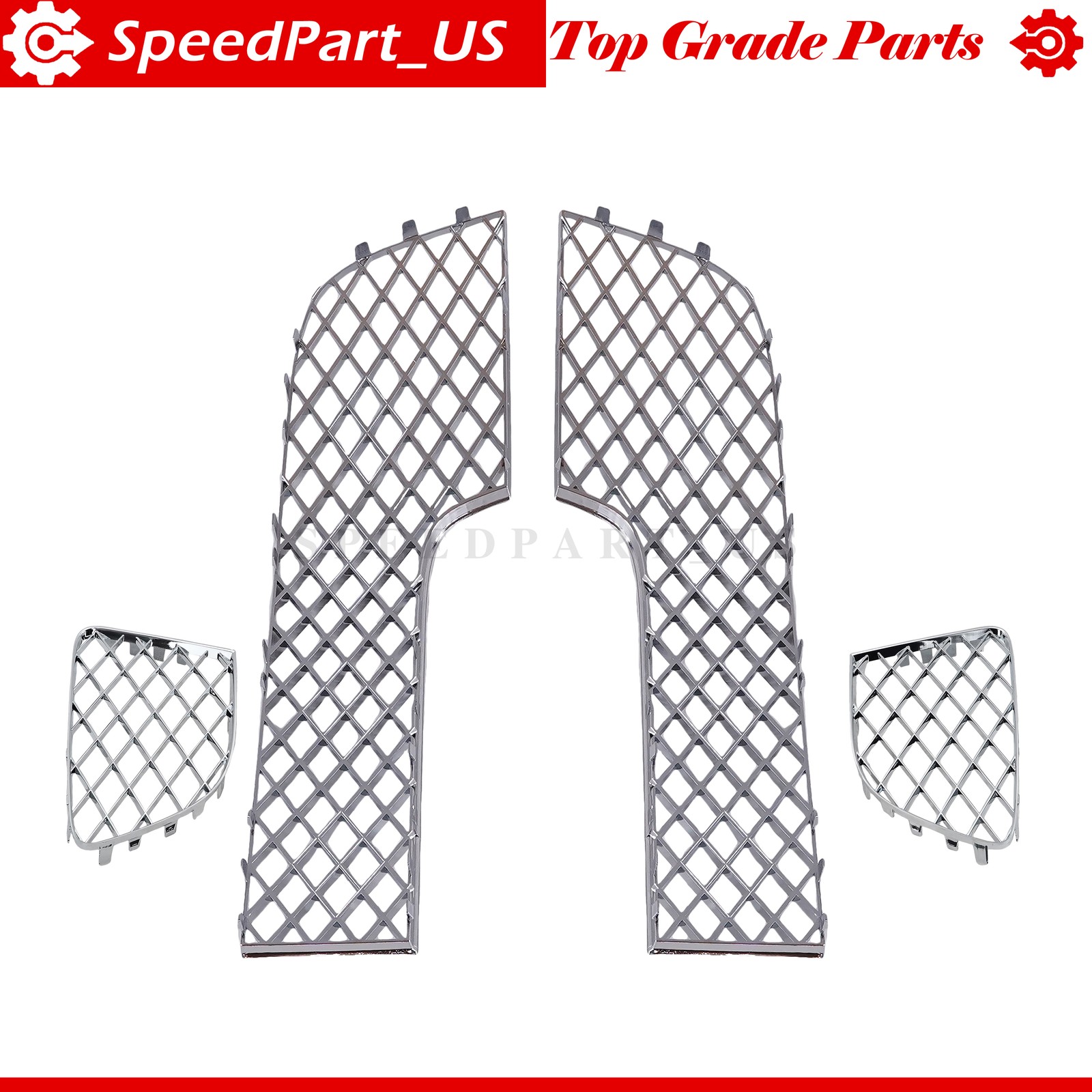 Lower Mesh Grille Chrome For 12-15 Bentley Continental GT GTC Bumper