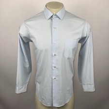 Vtg 50s 60s Penneys Towncraft Dress Shirt Mens Wash n Wear Blue MCM Large 16 33