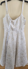 DressyCollection White Gold Floral Metallic Jacquard A-Line Dress Lined, 6