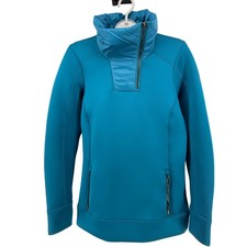 Spyder Monde Zip T Neck Pullover Womens M Teal Athletic Activewear