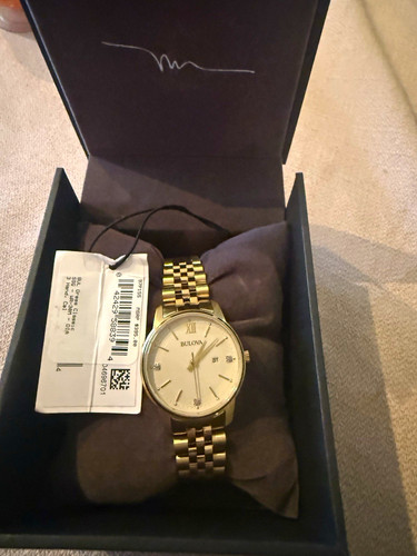 Bulova 97P155 Women’s Gold Tone Diamond Watch 32mm NEW Box Tag Extra Links