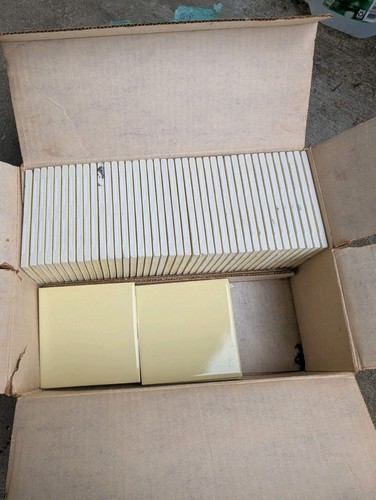 Vtg FLORIDA TILE 50 Pieces MANCRU YELLOW Sikes Corp Box RARE 4 3/8 Wall - Picture 3 of 6