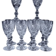 Hawkes Twist Cut Crystal Wine Goblets (10) 5 5/16