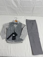 Kids World of USA 4-Piece 4T Formal Suit Set Boys Gray Silver Bow Tie NWT
