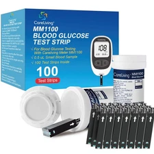 100 Count MM1100 Blood Glucose Test Strips, Diabetes Sugar Testing Supply Kit