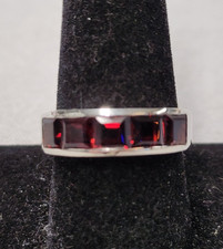 Garnet Sterling Silver Ring sz 9