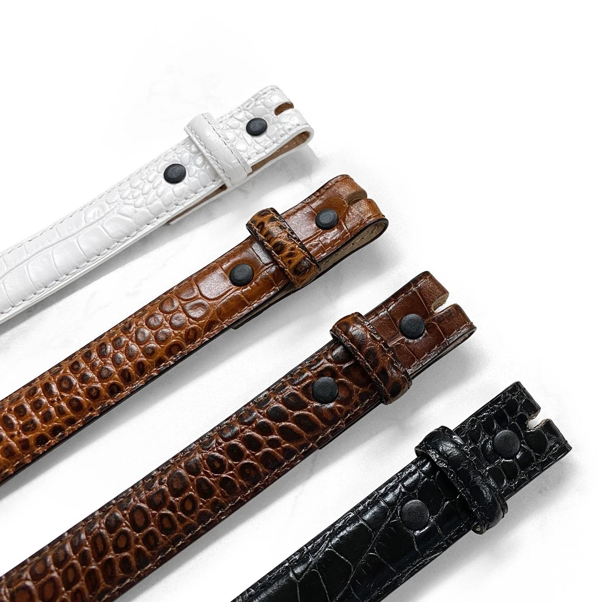 Genuine Full-Grain Cowhide Leather Dress Belt Strap with Snaps 1"(25mm) Wide