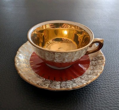 1960 Wiesau Sammeltasse Mokka Mocca Gold Rote Espresso Bavaria set Tasse Orange