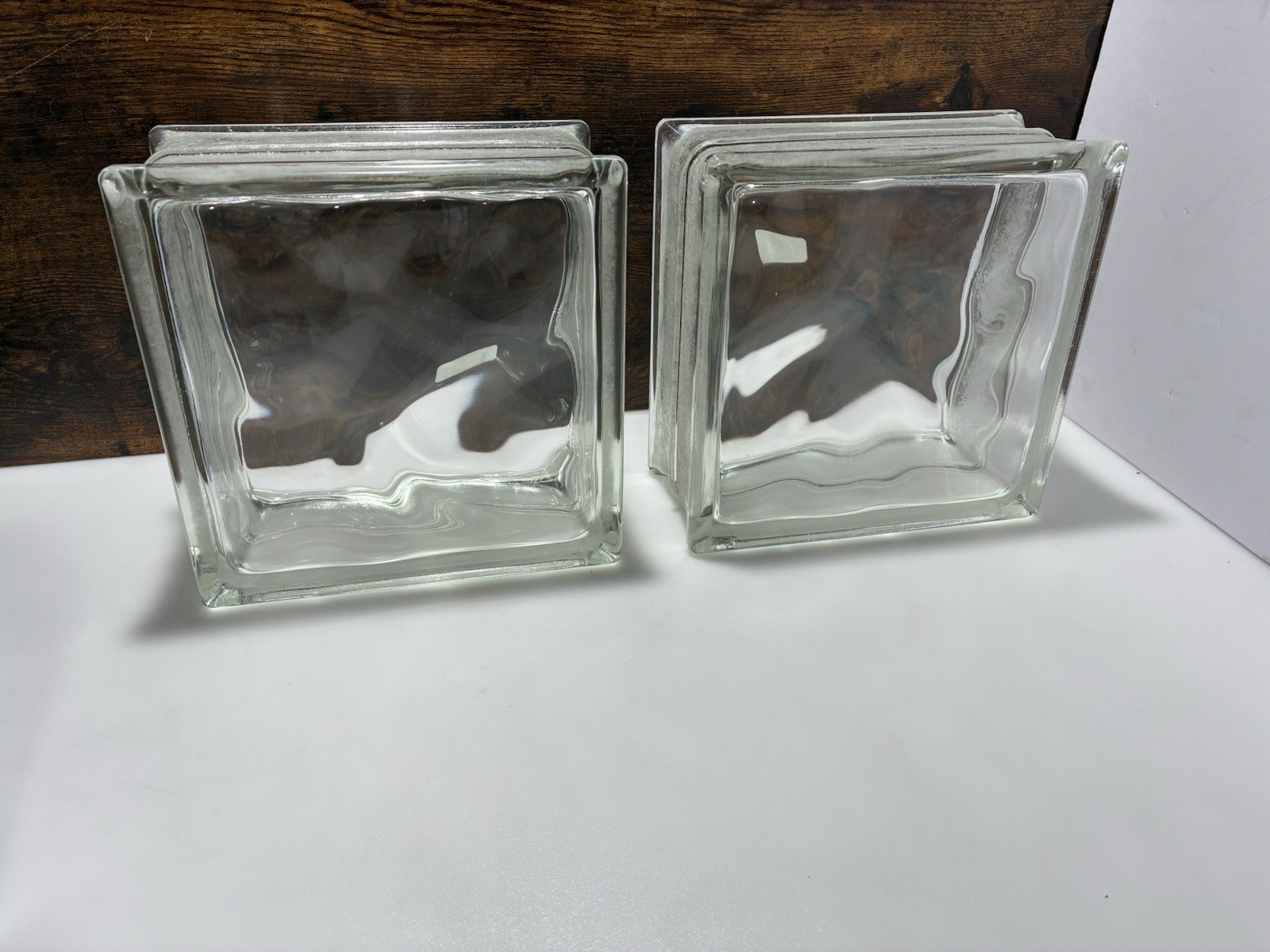 2X Retired Pittsburgh Corning Wavy Thinline Decora Glass Blocks 8” X 8” NEW