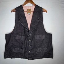Wah Maker True West Black Denim Vest XL 80's Western Rodeo Country Cowboy USA