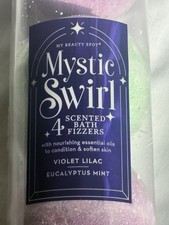 4 Mystic Swirl Scented Bath Fizzers Bombs - Violet Lilac Eucalyptus Mint