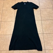 Gap Maternity Medium Black Ribbed Knit Short Sleeve Midi Sweater Dress