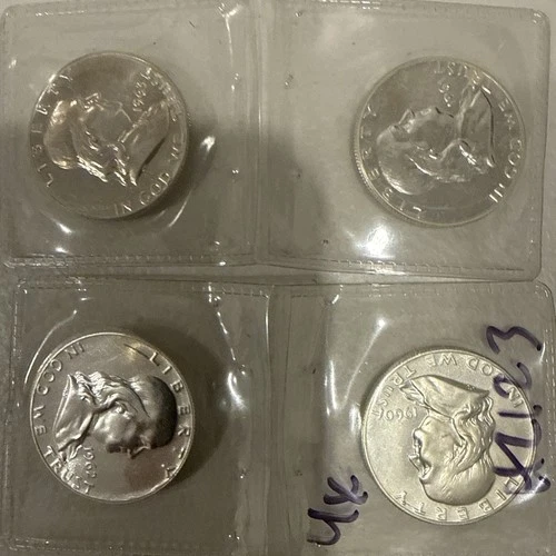 Franklin Half Dollar 90% Silver Strike Proof 1960,61,62&63 Lot Of 4