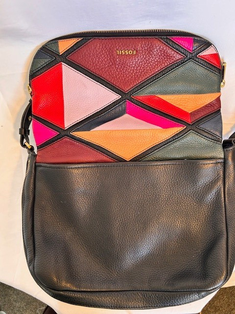Fossil Leather Patchwork Colorblock Crossbody Bag… - image 7