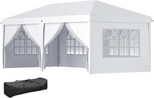Gazebo Pieghevole 6X3 M Pop up Con 4 Finestre E Pannelli Laterali, 2 Porte E Bor