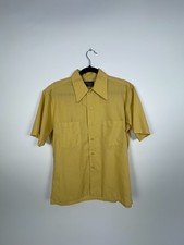 Vintage JCPenney Towncraft Penn-Prest Mens M Yellow Short Sleeve Shirt