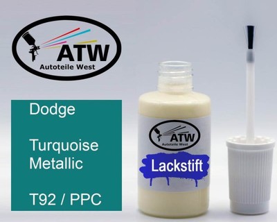 Dodge, Turquoise Metallic, T92 / PPC, 20ml Lackstift