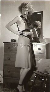 Org Vintage 1940s-50s Sepia Semi Nude RP- Skinny Brunette 