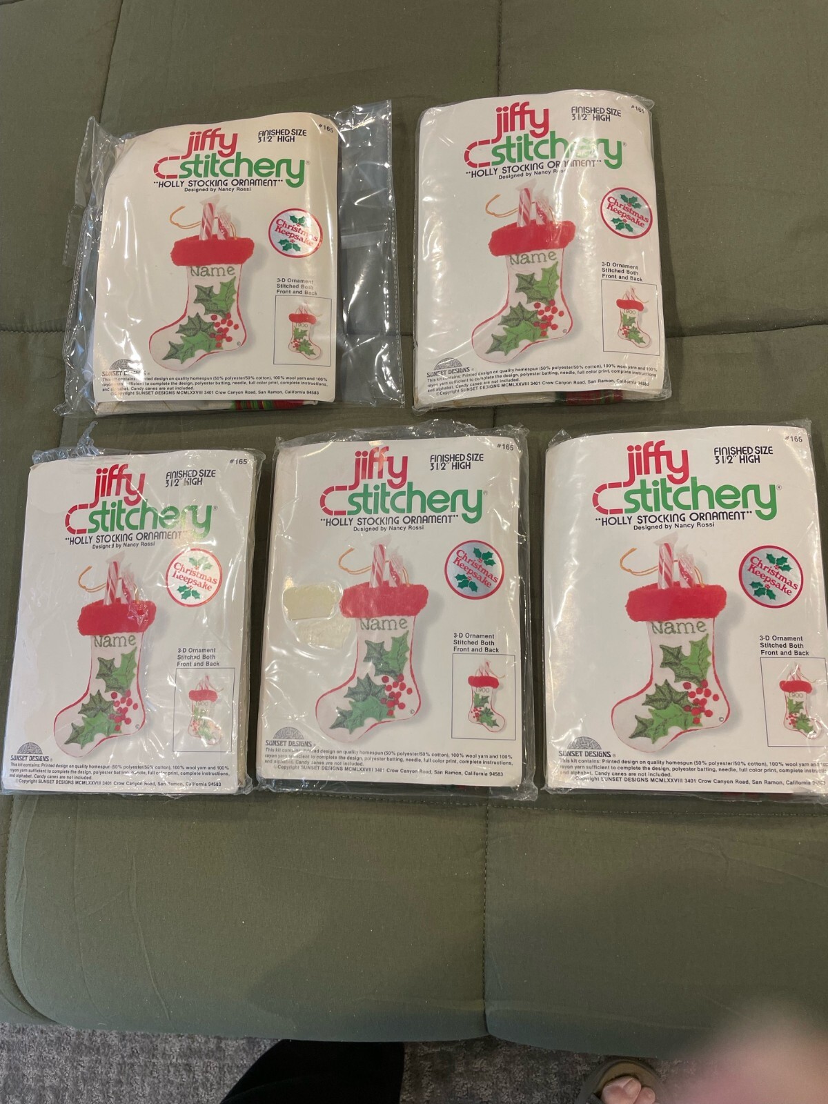 Vintage JIFFY Needlepoint Kit 3D Christmas Ornament HOLLY STOCKING