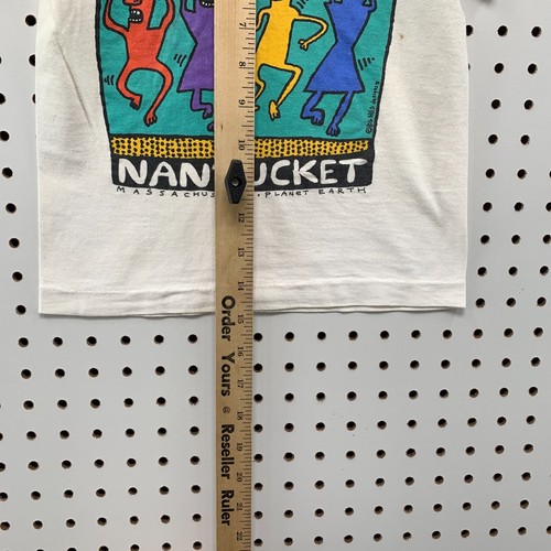 VTG 90s Nantucket Big Hed Shirt Youth XS White Single Stitch Made uSA 12x15 - Picture 12 of 16