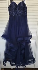 JUNIORS SPEECHLESS NAVY BLUE SEQUIN PARTY PROM DRESS SIZE 5 SMALL