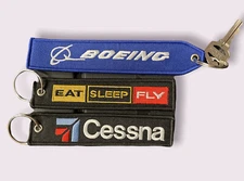 Eat Sleep Fly Keychain Tag Aircraft Aviation Pilot Crew Jet Cessna Boeing 