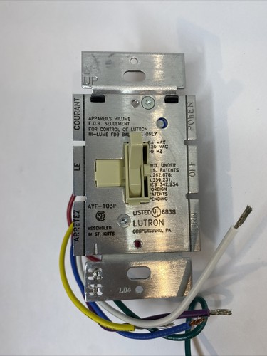 Atenuador de iluminación, Lutron, AYF-103P-IV ~ SIN TUERCAS NI TORNILLOS ~ - Imagen 6 de 6