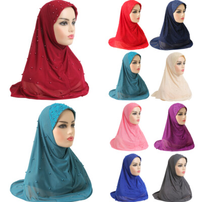 Muslim Girls Hijab Kids Lace Wrap Shawl Islamic He... - Grandado