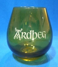 3 Ardbeg Old Fashioned Whisky Glasses Green 2-4 1/2" 1-2 1/2" Tall Islay Single