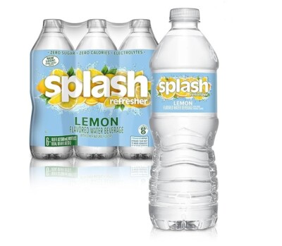 Splash Refresher Lemon Flavored Water, 16.9 Fl Oz, Plastic Bottle Pack of 6