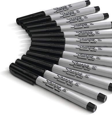 Permanent Markers, Ultra Fine Point, Black, 12 Count Brand New Unopened Box