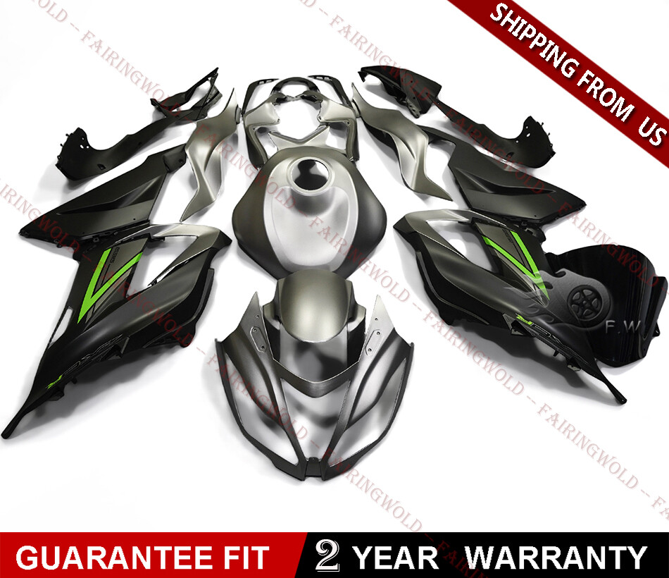Metallic Silver Matte Black Fairing Kit For Kawasaki Ninja ZX6R