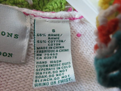 Design Options Cotton Colorful 3/4 Sleeve Open Cardigan w/ Crochet Decor Size S - Picture 10 of 18