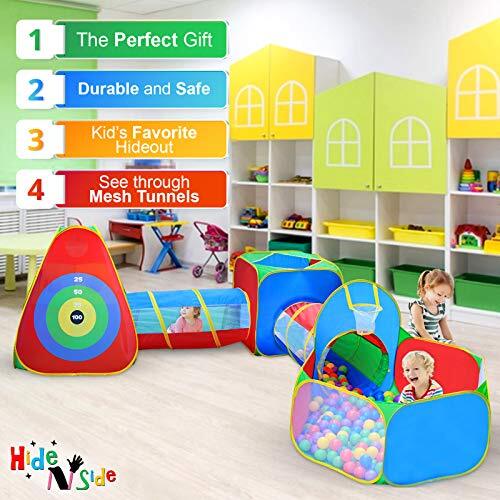 Hide N Side 5Pc Kids Ball Pit Tents And Tunnels 1, Blue, Green, Yellow, Pink - Picture 2 of 5