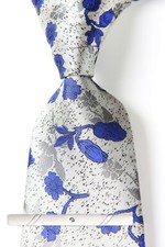 New Classic Floral Gray Blue Jacquard Weave Silk Men's Necktie Tie