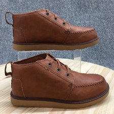 Toms Chukka Boots Youth 5 Brown Round Toe Laced Up Casual Leather 10009217