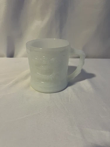 Vintage GROG Milk Glass Coffee Mug Cup Caveman Johnny Hart Fire King BC Comics