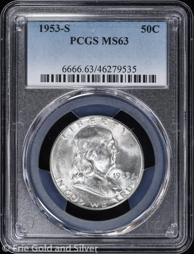 1953-S 50C Franklin Half Dollar PCGS MS 63 | Uncirculated UNC