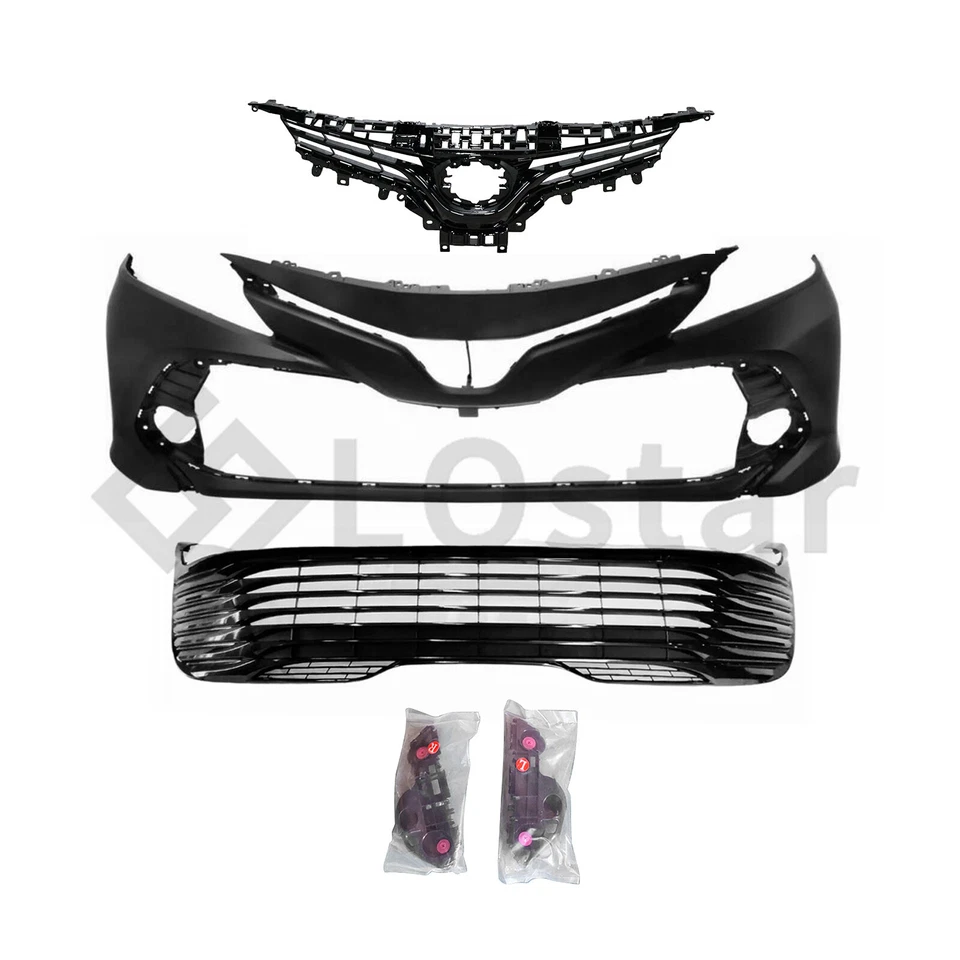 Fits 2018-2020 Toyota Camry LE XLE New Front Bumper W/ Upper & Lower Grille - Image 2 of 4