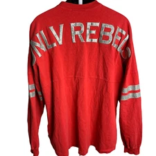 UNLV Las Vegas Rebels Spirit Jersey XL Red Crewneck Long Sleeve Silver Puff