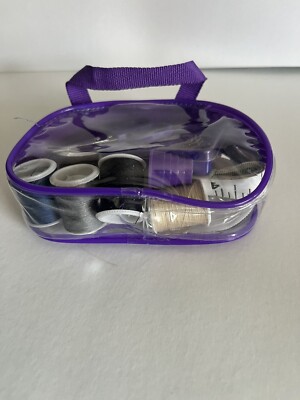 Portable Mini Travel Sewing Kit Case Needle Thread, Tape, Scissor,  In Purple